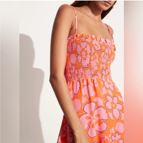 Faithfull The Brand Marni Mini Dress Parasio Pink Orange - Picture 6 of 6